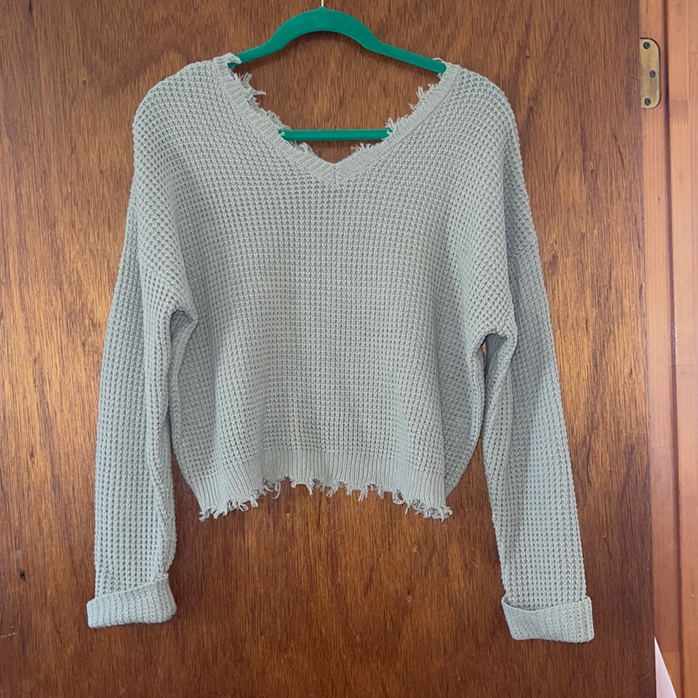 Moon and Madison light sage green waffle knit sweater size small only worn once